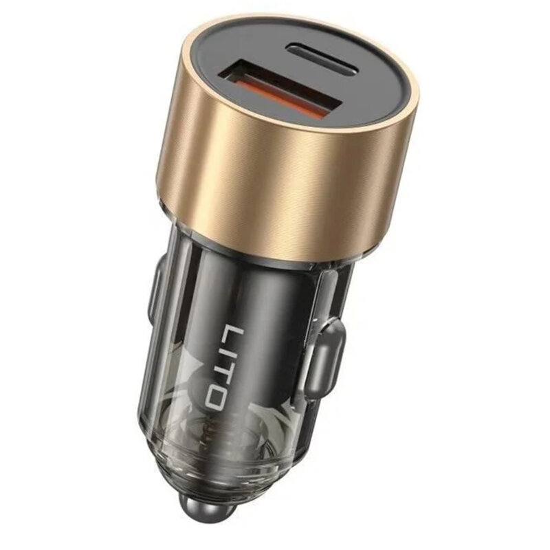 Incarcator auto USB, Type-C 52W Lito, 12V-24V, negru