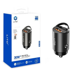 Incarcator auto USB, Type-C 60W Lito, 12V-24V, negru