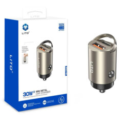 Incarcator auto USB, Type-C 60W Lito, 12V-24V, Gunmetal