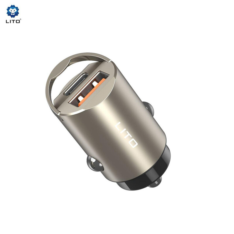 Incarcator auto USB, Type-C 60W Lito, 12V-24V, Gunmetal