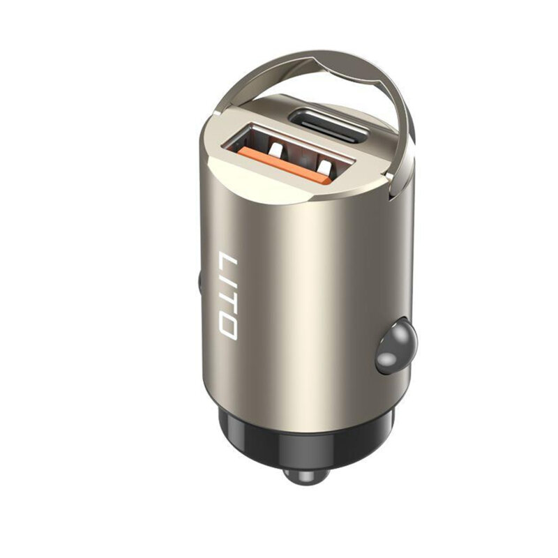 Incarcator auto USB, Type-C 30W Lito, 12V-24V, Gunmetal