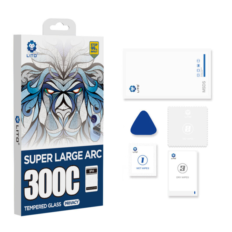 Folie sticla iPhone 17 Pro Lito D+ Max Privacy 300C, negru