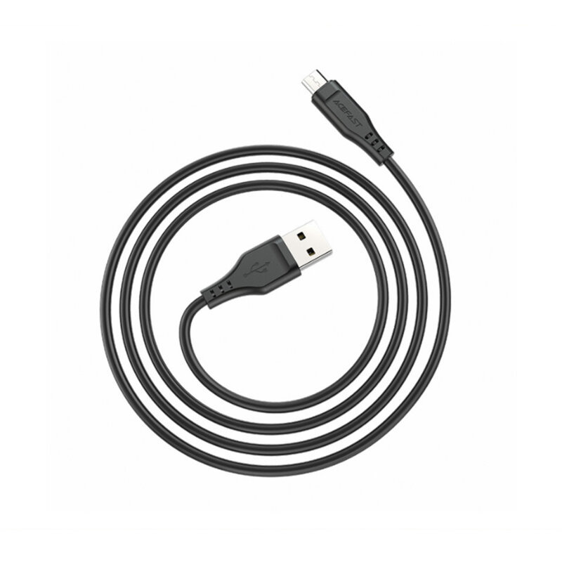 Cablu date USB la Micro-USB 2.4A Acefast, C3-09, negru, 1.2m