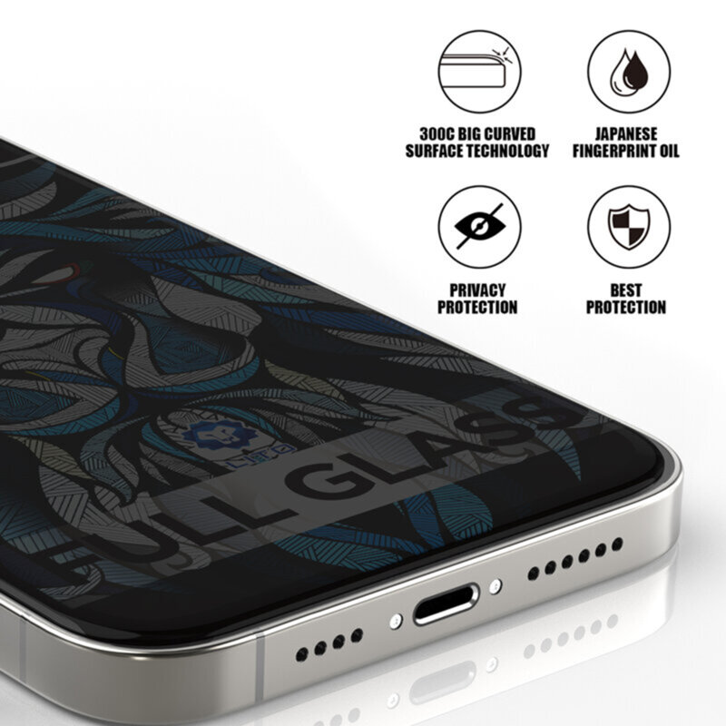 Folie sticla iPhone 16 Pro Lito D+ Max Privacy 300C, negru