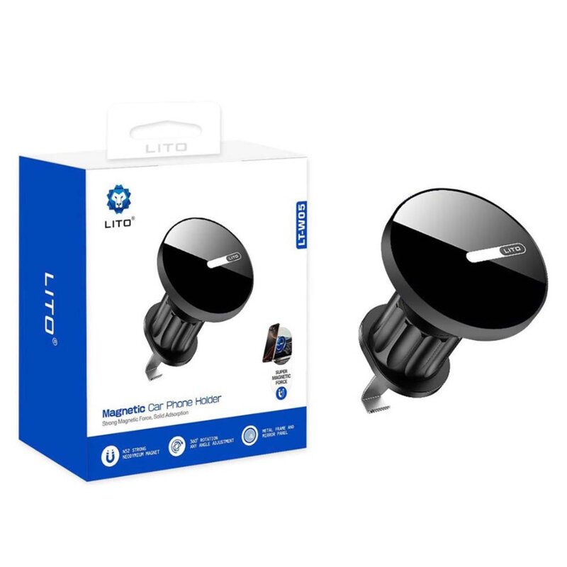 Suport auto pentru telefon, magnetic, de bord Lito, negru, LT-W05