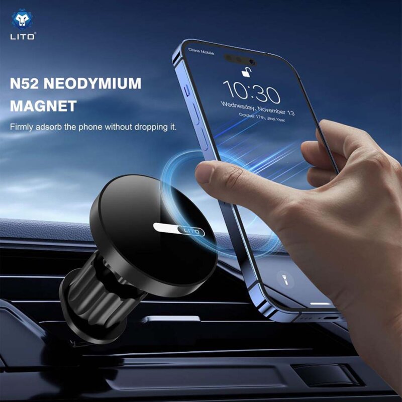 Suport auto pentru telefon, magnetic, de bord Lito, negru, LT-W05