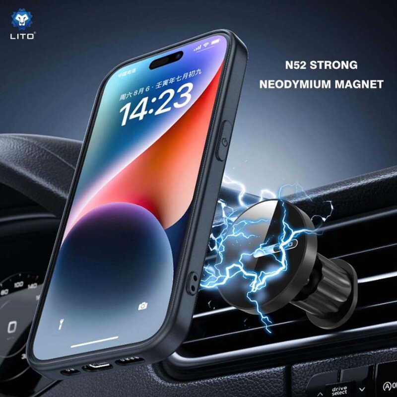 Suport auto pentru telefon, magnetic, de bord Lito, negru, LT-W05