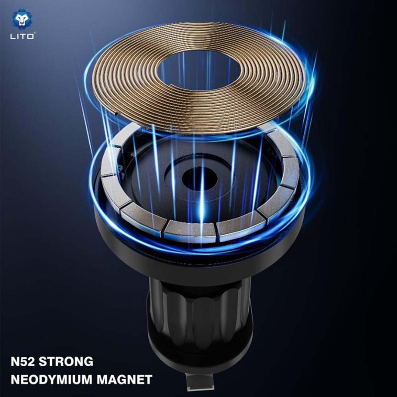 Suport auto pentru telefon, magnetic, de bord Lito, negru, LT-W05