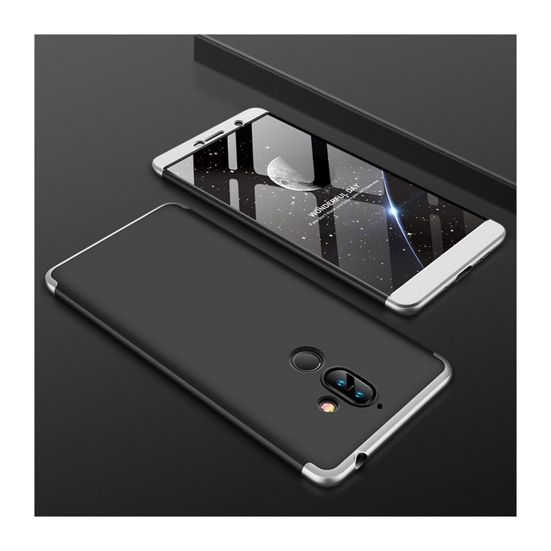 Husa Nokia 7 Plus GKK 360 Full Cover Negru-Argintiu