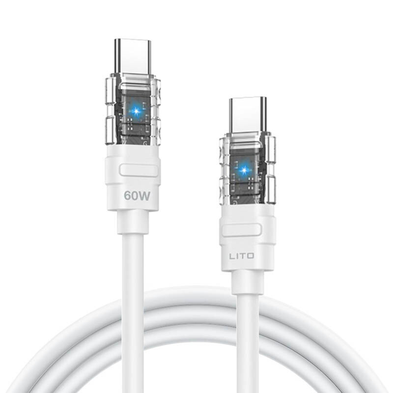 Cablu date Fast Charge tip C Lito, transparent design, 60W, LD05