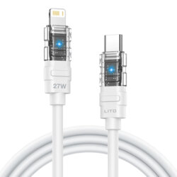 Cablu date Fast Charge Type-C, Lightning Lito, transparent, 27W, LD05