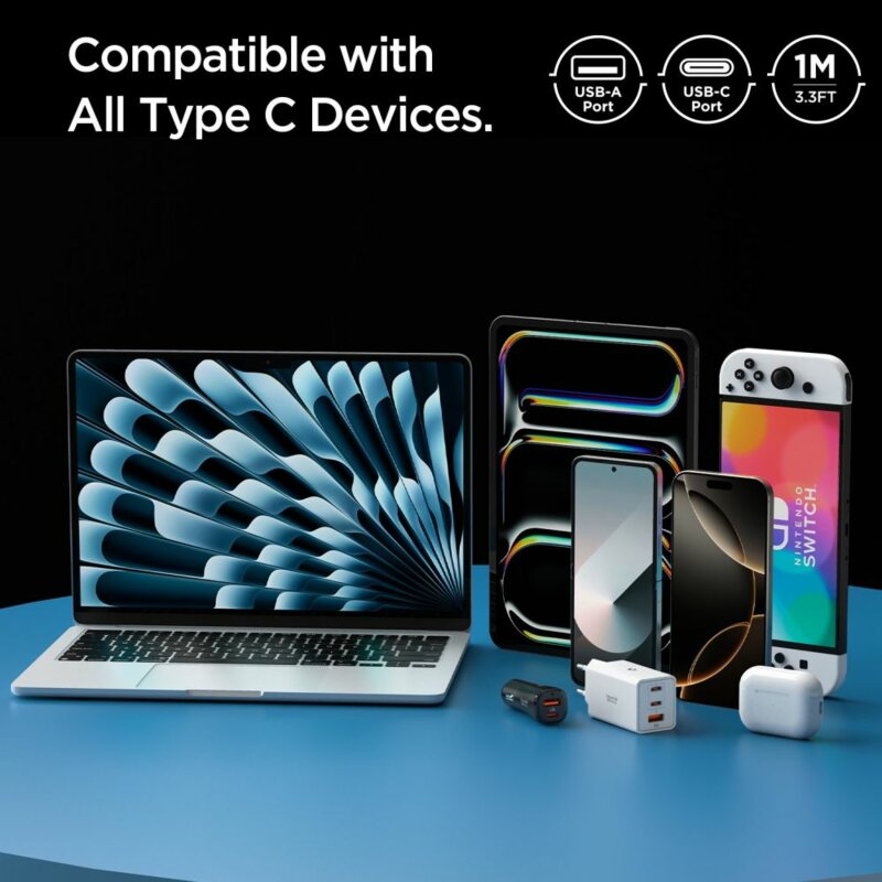 Cablu USB, Type-C Fast Charge Spigen, 60W, 1m, alb, EB6010AC