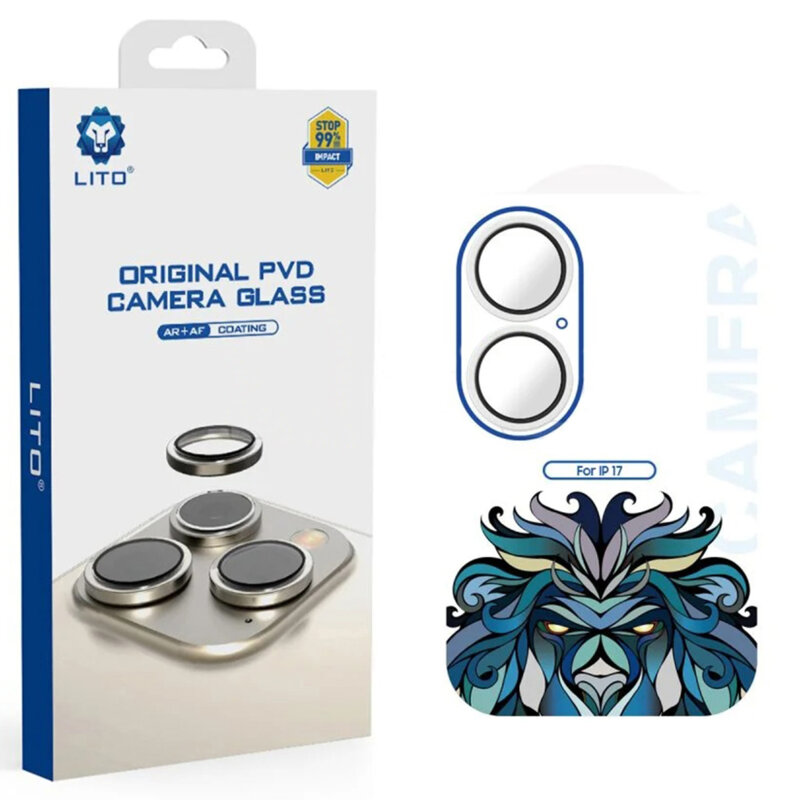Folie sticla iPhone 17 Lito Titanium AR Camera Glass, argintiu