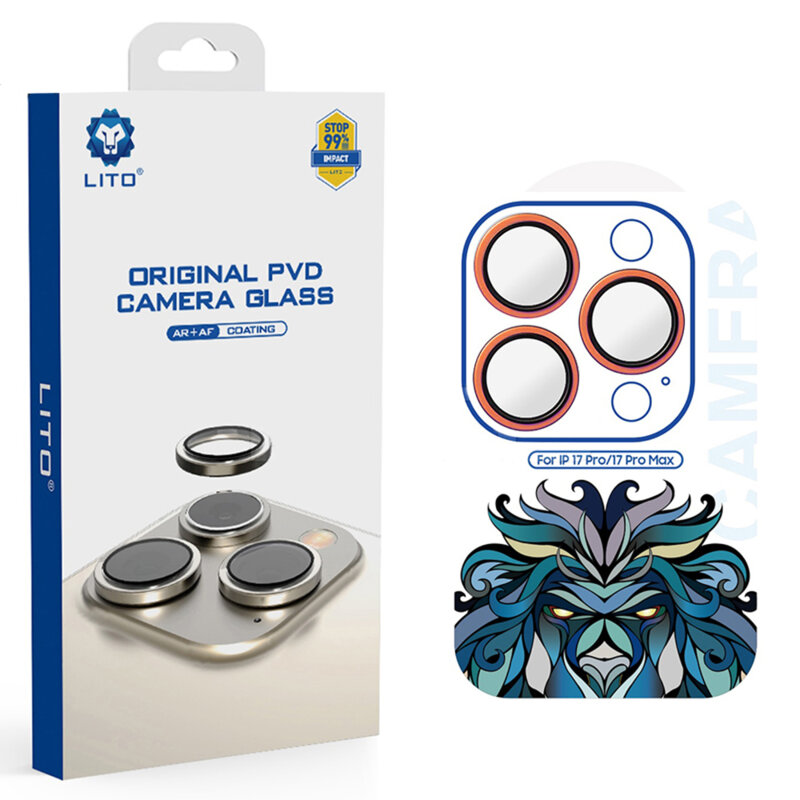 Folie sticla iPhone 17 Pro Lito Titanium AR Camera Glass, portocaliu
