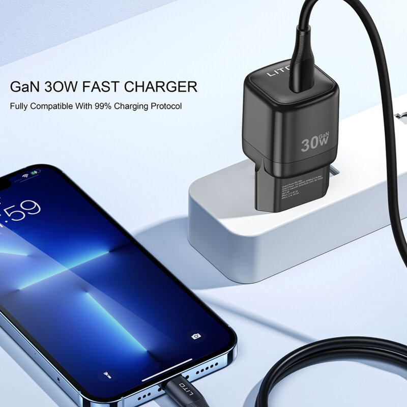 Incarcator priza cu port Type-C 30W Lito, negru, LC11