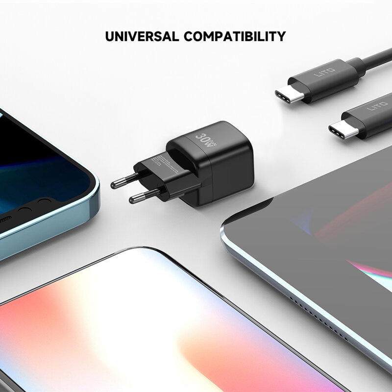 Incarcator priza cu port Type-C 30W Lito, negru, LC11