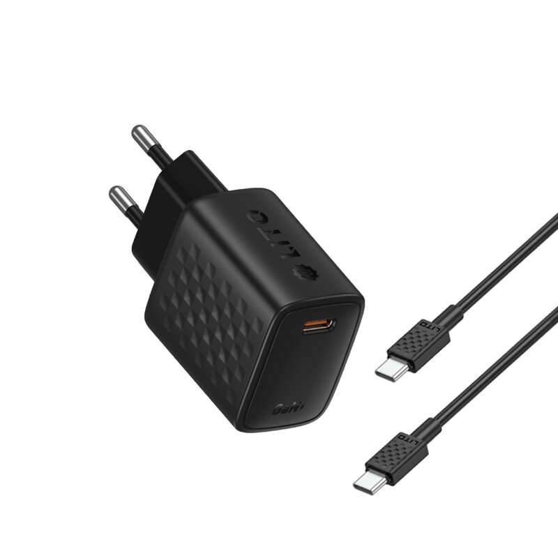 Incarcator priza Type-C PD30W Lito cu cablu tip C, negru, LC17T