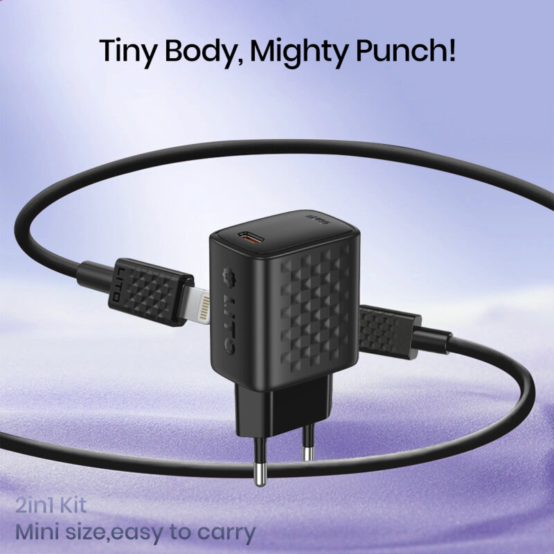 Incarcator priza Type-C PD30W Lito cu cablu Lightning, negru, LC17L