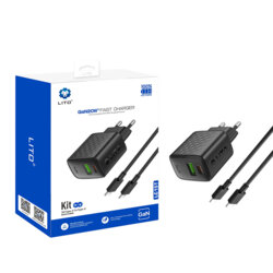Incarcator priza Type-C, USB PD20W Lito cu cablu tip C, negru