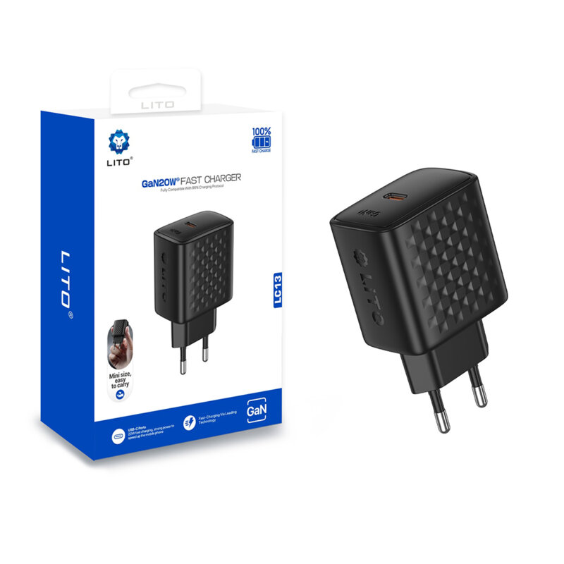 Incarcator priza Type-C PD20W Lito, negru, LC13