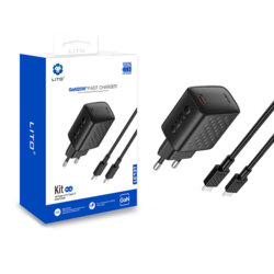 Incarcator priza Type-C PD20W Lito cu cablu tip C, negru, LC13T