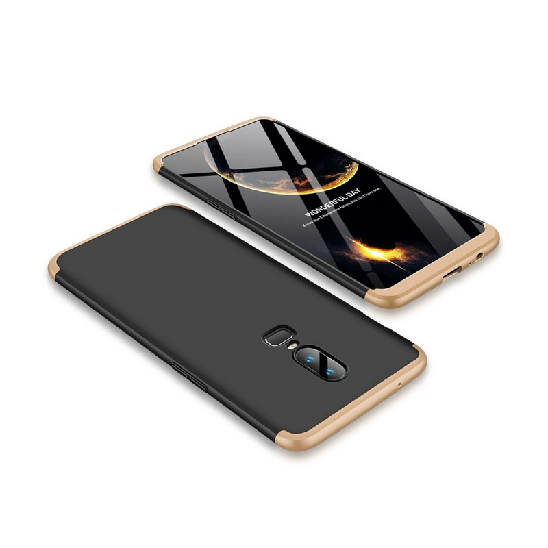 Husa OnePlus 6 GKK 360 Full Cover Negru-Auriu