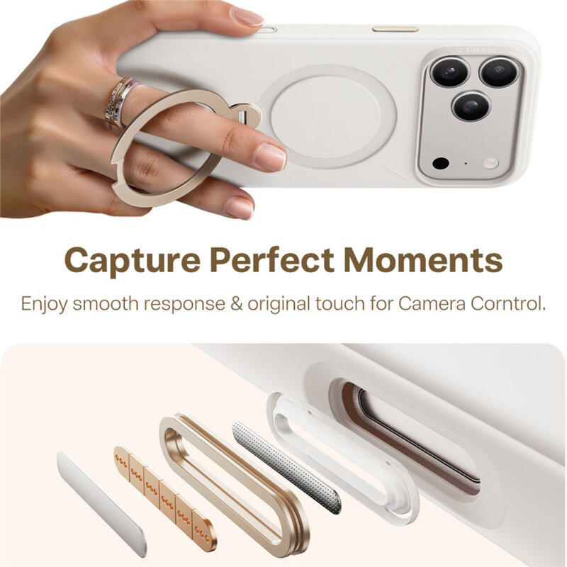 Husa iPhone 17 Pro Torras QPRO Silicone Series, alb