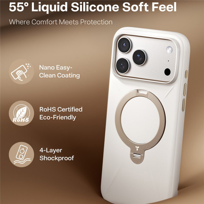 Husa iPhone 17 Pro Max Torras QPRO Silicone Series, alb