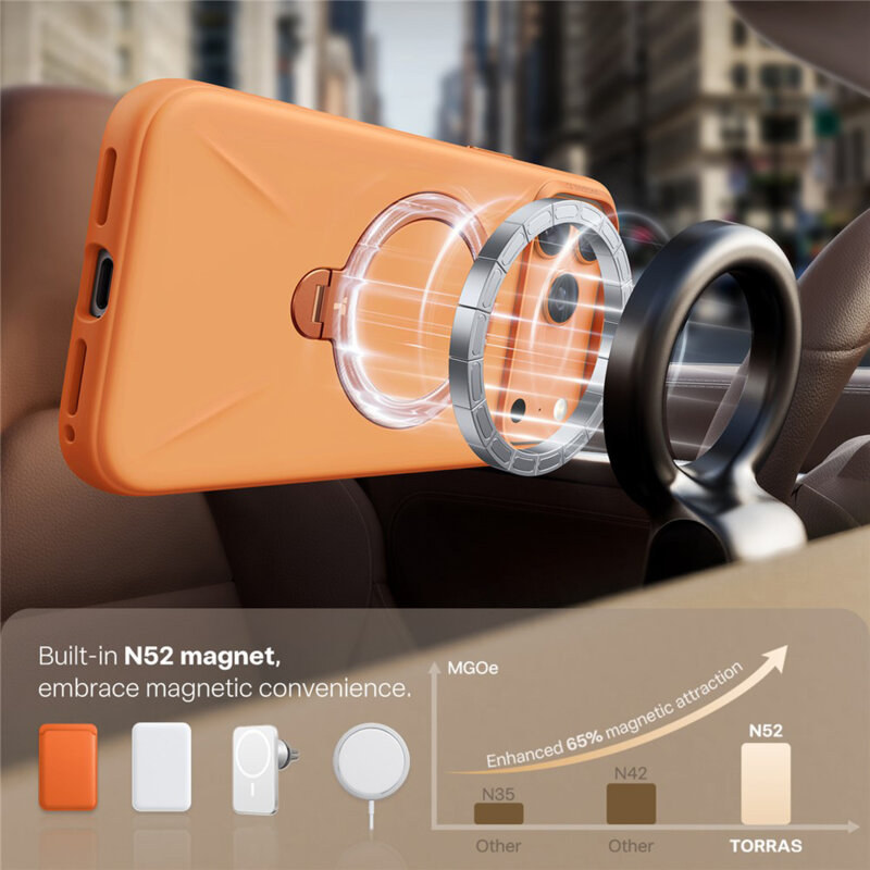 Husa iPhone 17 Pro Torras QPRO Silicone Series, portocaliu