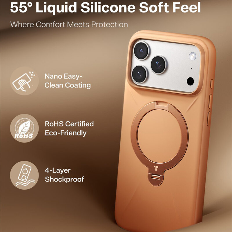 Husa iPhone 17 Pro Torras QPRO Silicone Series, portocaliu