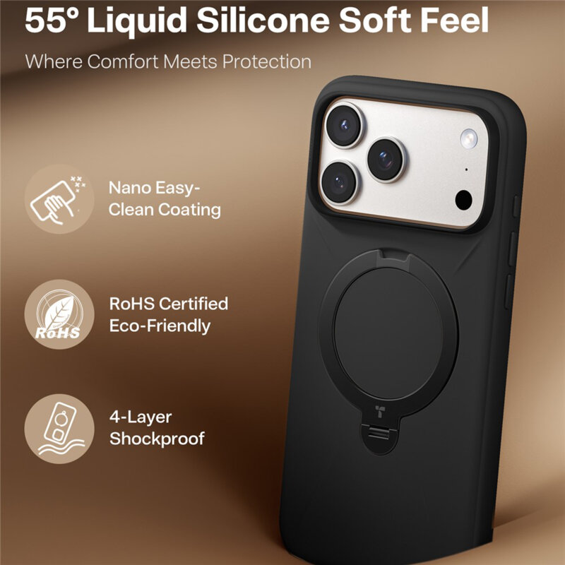 Husa iPhone 17 Pro Max Torras QPRO Silicone Series, negru