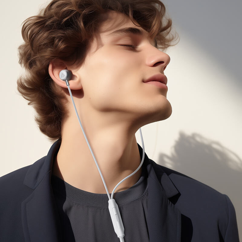 Casti in-ear Type-C cu microfon Acefast L8, silicon, 1.2m, gri