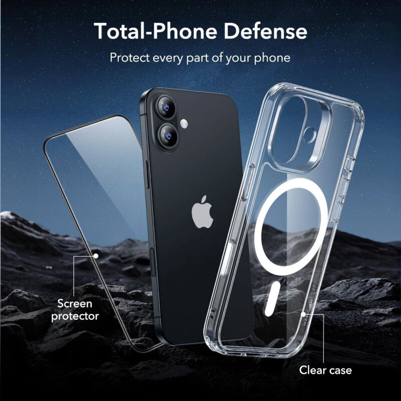 [Pachet 360°] Husa + folie iPhone 17 ESR Classic Hybrid HaloLock, transparenta