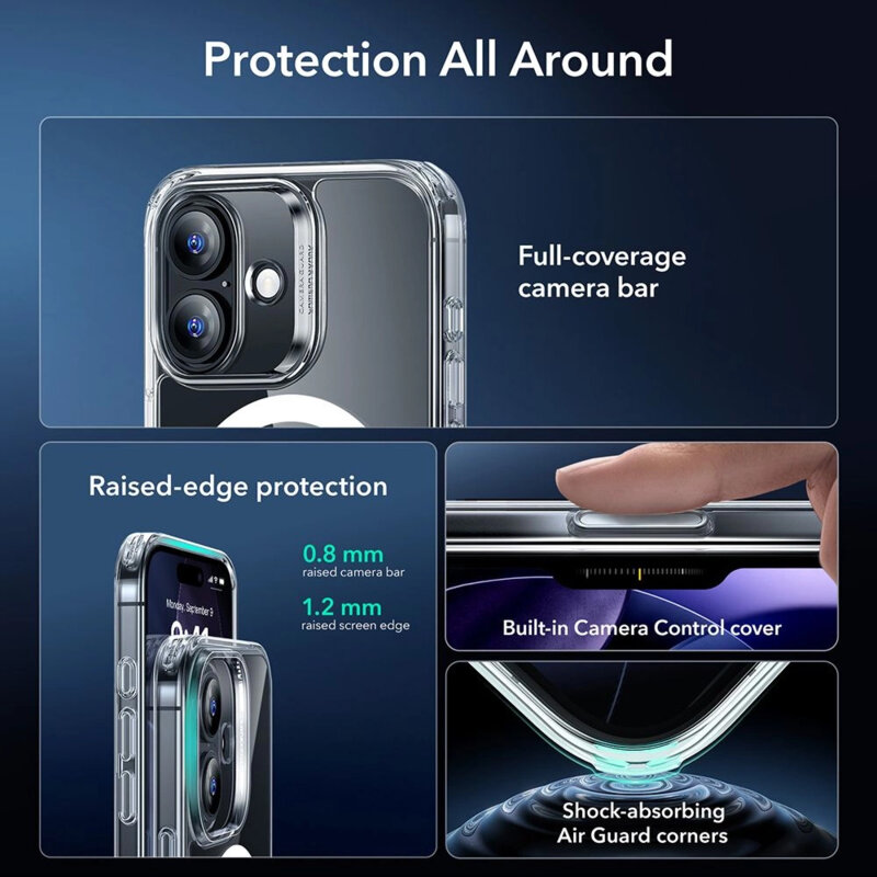 [Pachet 360°] Husa + folie iPhone 17 ESR Classic Hybrid HaloLock, transparenta