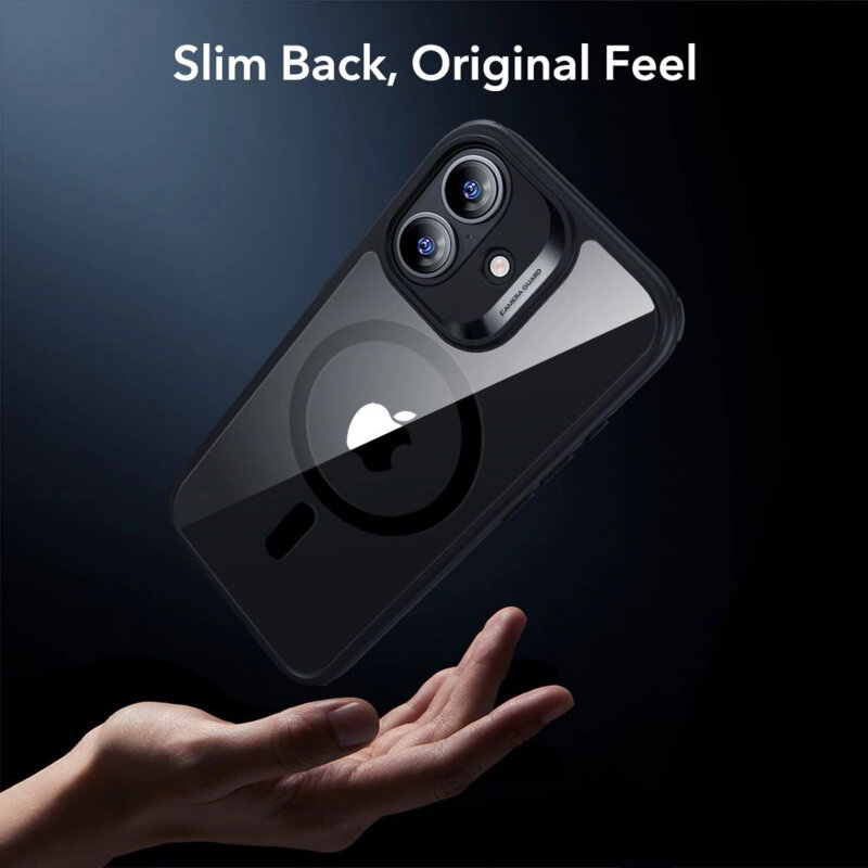 [Pachet 360°] Husa + folie iPhone 17 ESR Classic Hybrid HaloLock, negru/transparenta