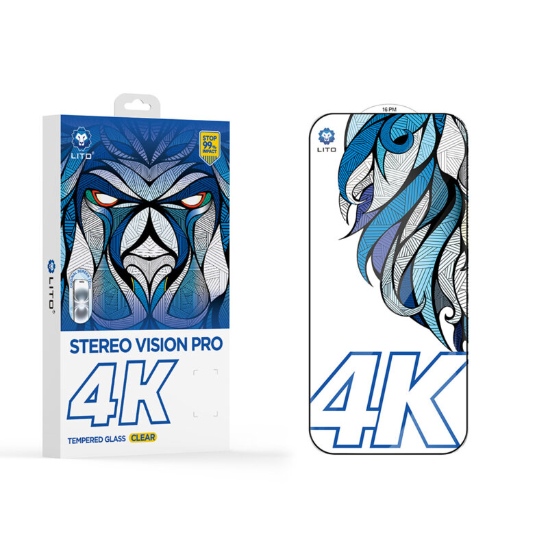 Folie sticla iPhone 16 Pro Lito D+ Max 4K, negru