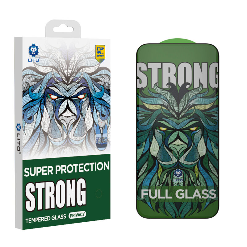 Folie sticla iPhone 16 Pro Lito D+ Max Strong Privacy, negru