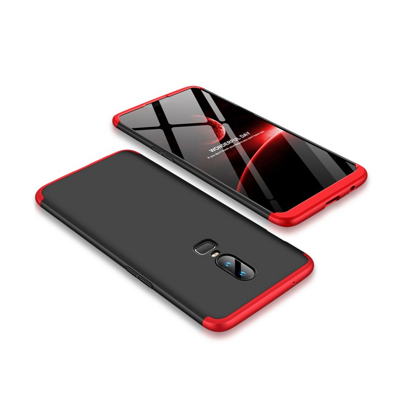 Husa OnePlus 6 GKK 360 Full Cover Negru-Rosu