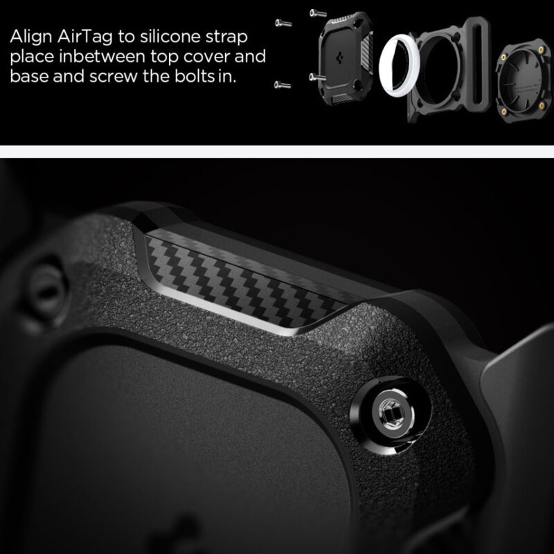 Husa Apple AirTag 1 / 2 pentru zgarda Spigen Tough Armor, negru