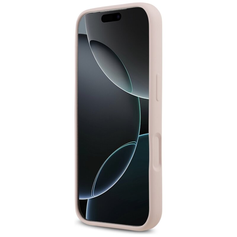 Husa Guess iPhone 17 Pro Silicone Script Metal Logo MagSafe, roz deschis, GUHMP17LSMBSLP