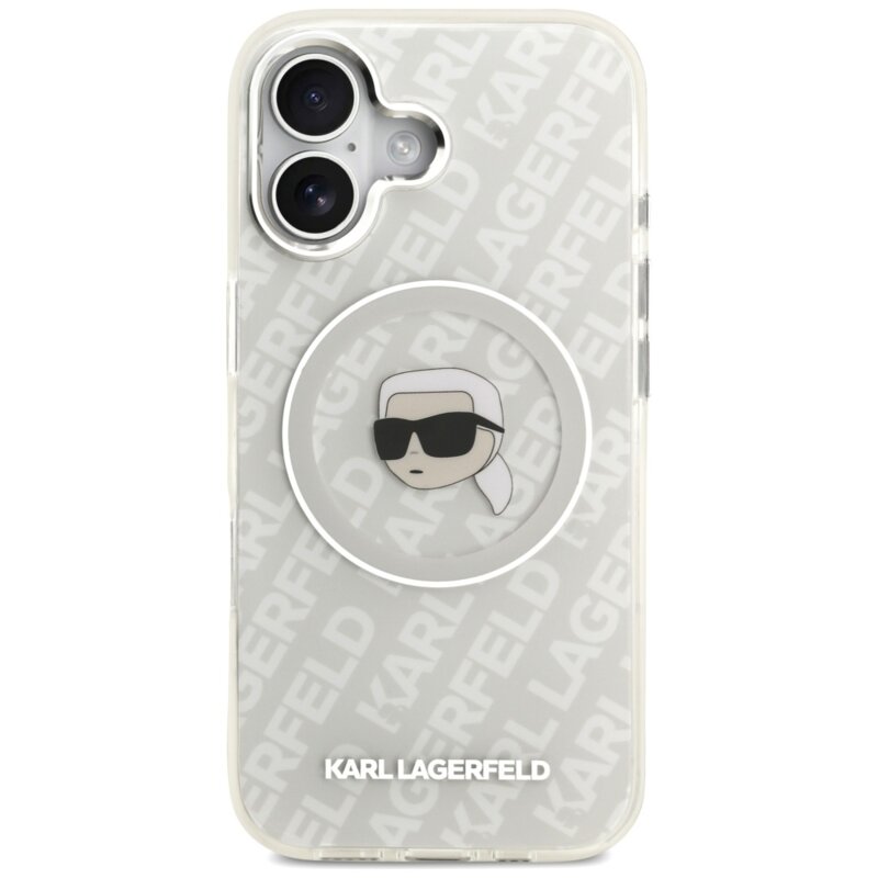 Husa iPhone 17 Karl Lagerfeld IML Karl Head Logo MagSafe, gri, KLHMP17SHMKBKHOG