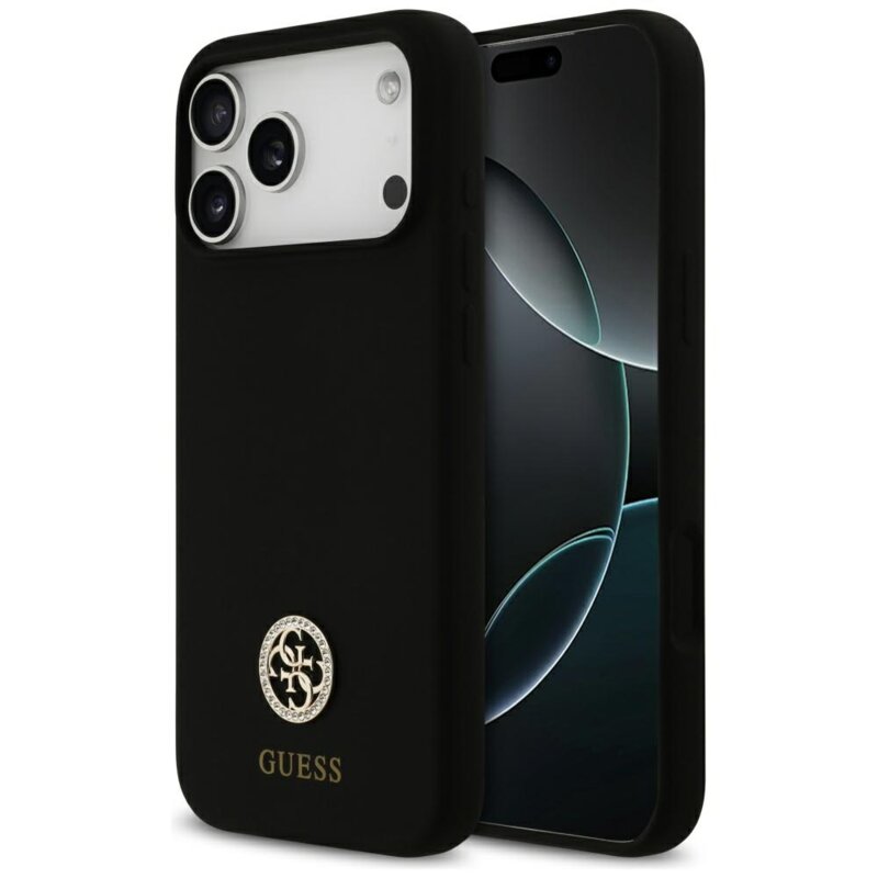 Husa Guess iPhone 17 Pro Max Silicone Logo Strass 4G MagSafe, negru, GUHMP17XM4DGPK