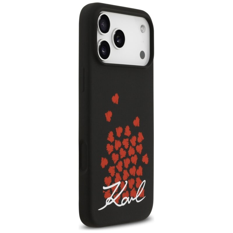 Husa Karl Lagerfeld iPhone 17 Pro Max Silicone Heart Sign Logo MagSafe, negru, KLHMP17XSMHBKSOK