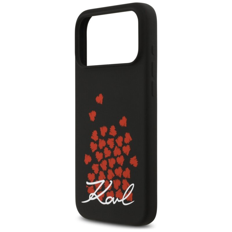 Husa Karl Lagerfeld iPhone 17 Pro Max Silicone Heart Sign Logo MagSafe, negru, KLHMP17XSMHBKSOK