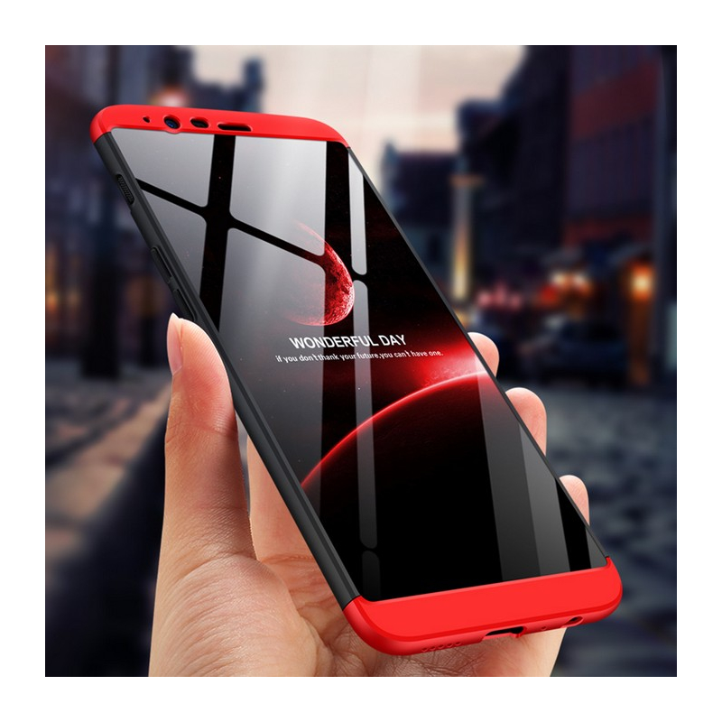 Husa OnePlus 5T GKK 360 Full Cover Negru-Rosu