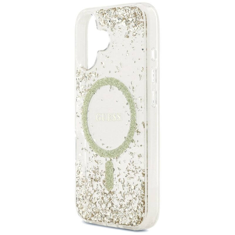Husa originala Guess iPhone 17 Resin Bottom Glitter MagSafe, auriu, GUHMP17SRGRGED