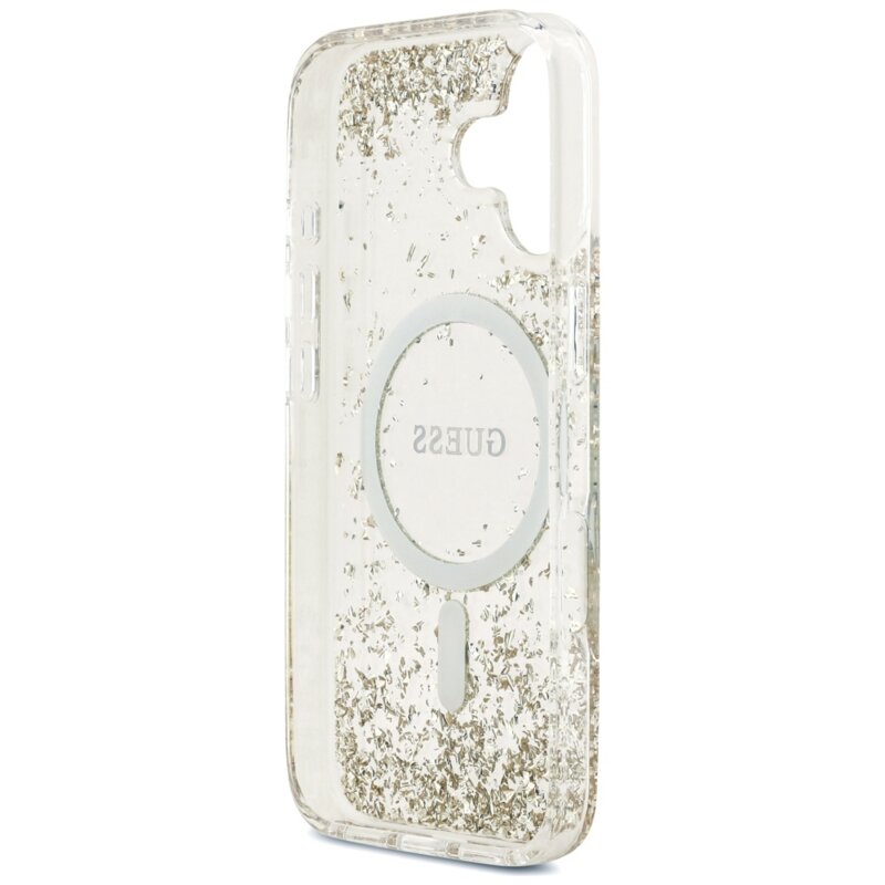 Husa originala Guess iPhone 17 Resin Bottom Glitter MagSafe, auriu, GUHMP17SRGRGED