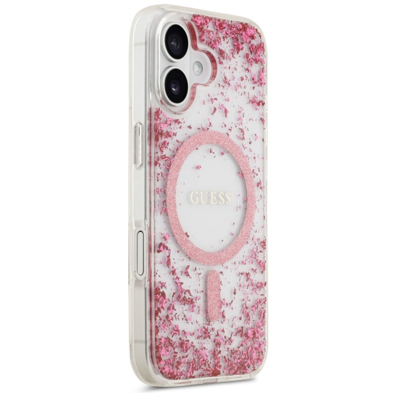Husa originala Guess iPhone 17 Resin Bottom Glitter MagSafe, roz, GUHMP17SRGRGEP