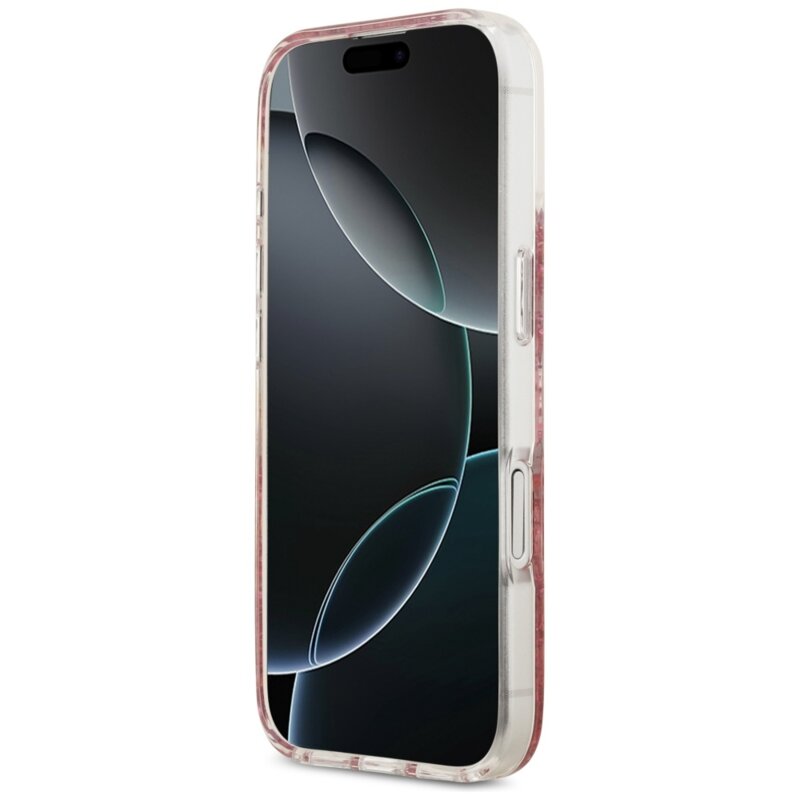 Husa originala Guess iPhone 17 Resin Bottom Glitter MagSafe, roz, GUHMP17SRGRGEP