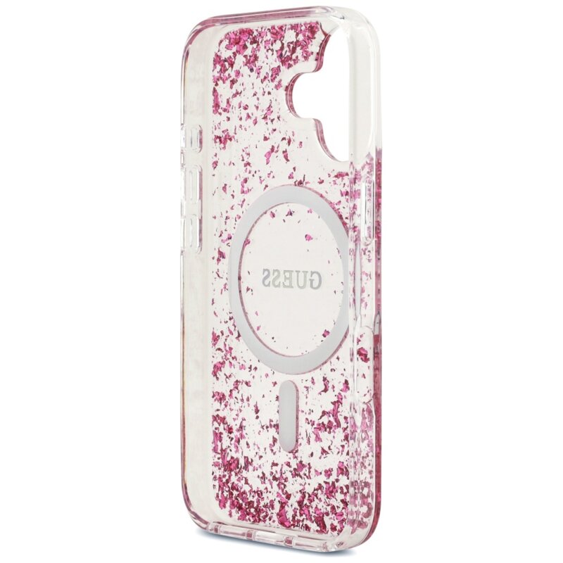 Husa originala Guess iPhone 17 Resin Bottom Glitter MagSafe, roz, GUHMP17SRGRGEP